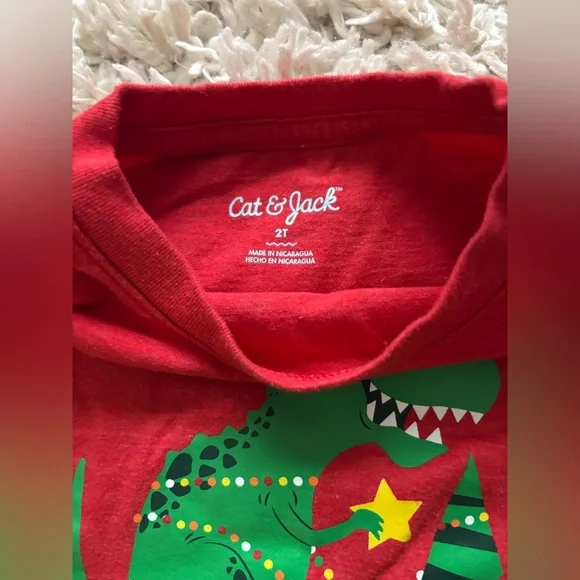 Cat & Jack™ Red Boys' Christmas Dinosaur Tee - Picture 4 of 6